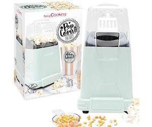 ScrapCooking 3898 - Macchina per popcorn elettrico, pronta in 1 min 30, senza olio o grasse, dispositivo retrò per feste di compleanno regalo, colore: Verde acqua