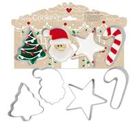 ScrapCooking - 4 Stampi Natale per biscotti - in acciaio INOX, per dolci e dolci, accessori per pasticceria, albero di Babbo Natale, stella, canna da zucchero - 2089