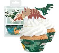 ScrapCooking 4905 - Set 24 pirottini e toppers per cupcake, tema dinosauri, decorazioni per dolci, dolci, dolci, biscotti, compleanni