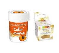 ScrapCooking Colorante Arancio Aroma Albicocca 10 g + Glitter Alimentare Oro