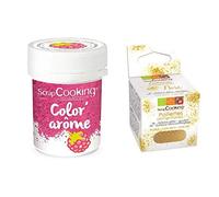 ScrapCooking Colorante Rosa Aroma Lampone 10 g + Glitter Alimentare Oro