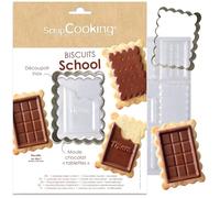 ScrapCooking - Kit per Biscotti "School" - Taglierina in Acciaio Inox e stampo per tablet cioccolato - Kit per biscotti piccoli dolci piccolo burro - Accessori per pasticceria - 2113