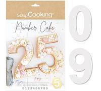 ScrapCooking - Kit Stampo Torta Numero - Number Cake - Tortieri Numeri da 0 a 9 - Altezza 28 cm - Stampi Accessori per Pasticceria - Torte a Forma di Numeri Compleanno - Con Ricette - 3927