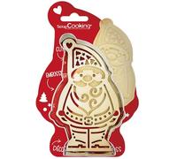 ScrapCooking - Kit taglierina e goffratore in legno Babbo Natale - Stampo in acciaio inox per biscotti in rilievo - Stampo accessorio pasticceria sabbiata - Idea regalo cucina Xmas - 2079