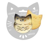 ScrapCooking - Kit Taglierina + Embosser Legno Gatto - Stampino per biscotti in rilievo - Stampo accessori pasticceria sabbiata - 2093