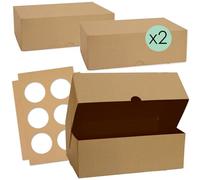 ScrapCooking - Set di 2 Scatole per Cupcakes e Muffins - 17 x 25 x 8,5 cm - Scatola Cartone Alimentare - Porta Cupcake - Box Trasporto 6 Cupcake Dolci - Riutilizzabili - Fabbricate in Francia - 5502