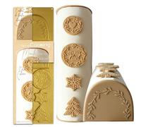 ScrapCooking - Stampo in Silicone per Tronchetto di Natale - Decorazioni & Inserti - 32 x 11 cm - Motivi Alberelli e Fiocchi di Neve - Per Dolci delle Feste - Color Oro - 2973