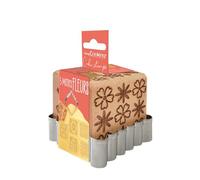 ScrapCooking Timbro per pasticceria in legno, motivo floreale, con 1 taglierina per biscotti, cubo e biscotti, con 5 facce incise, in rilievo, decorazione in argento 5122