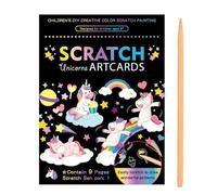 Scratch Art Bambini Set, 9 Pezzi, Regalo Creativo per Pittura a graffio, Scratchboard per Adulti e Bambini, Fogli Neri da Grattare Bambini, per Appunti, Disegni, Giochi, con 1 Matite in Legno