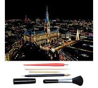 Scratch Art for Adults & Teens, Citys cape Engraving Kit with Travel Landmarks | Stress Relief, Scratch Off Paper Painting, Scratchart Kit Ornaments, Colorful Sketches Rainbow ScratchArt (Hamburger)