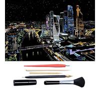 Scratch Art for Adults & Teens, Citys cape Engraving Kit with Travel Landmarks | Stress Relief, Scratch Off Paper Painting, Scratchart Kit Ornaments, Colorful Sketches Rainbow ScratchArt (Moscow)