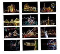 Scratch Art per bambini e adulti 3 Set Scratch Art per edifici classici, moderni e antichi con spiedo in bambù, carta 8x5, 5 per lo sviluppo dei bambini, decorazioni per la casa