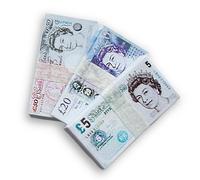 Scratch Cash Micro Mini Bundle Sterline, 25 x 3 mazzette - 75 banconote per giocare 25 Micro Scratch Cash x 5, 20 e 50 Sterline di misura 3 x 1,6 cm. soldi per bambole