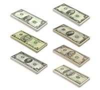 Scratch Cash Mini Bundle Old Style 175 - Banconote Finte 25 x $ 1, 2, 5, 10, 20, 50, 100 Dollari, Fac-Simile Dollari, Dimensioni Reali