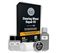 Scratch Doctor - Kit di riparazione per volante in pelle, riempie fori e crepe, rimuove grasso, ripristina il colore sbiadito e usurato, kit completo (grigio chiaro)