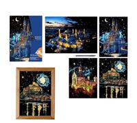 Scratch Off Art Set, A3 Colorful Scratchboard Painting, Craft Kit for Creativity, Fun Drawing Activity, for Kids Boys Girls, Teens, Adults, Friends, Birthday Indoor