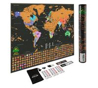 Scratch Off World Map Poster - Mappa di viaggio deluxe Scratch Off Map of the World con Stati Uniti e bandiere di campagna Tracce in cui sei stato un