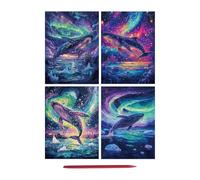 Scratch Painting - 4x Scratch Paper Rainbow Painting, Scratchh Art for Adults | Stress Relief Gift for Travel&craft Lovers| Scratches Art Home Decor | Cleaning Brus and Glove Supplies