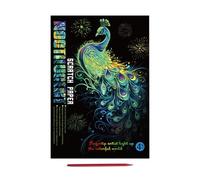 Scratch Painting Glow in the Dark - 4 X Incisione Grattello Gratta con Penna | Disegni Farfalla Vita Marina, Carta 21x28,5 cm, 150 g Divertente Arte e Artigianato Biglietti per Ragazzi