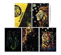 Scratch Paper Art - Set di arti graffianti fatti a mano 4, paesaggio di dimensioni A4 e arte animale, giocattoli di carte di graffiti, forniture per arte artigianale raschiare delicatamente per Rev
