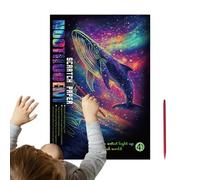 Scratch Paper Noctilucent, Scratchable Painting Kit, Creative Art Supplies, Fun Card, Kids Craft Activity, Relaxing Drawing Toy, 4x Scratch Sheets, Art Craft Set for Boys Girls