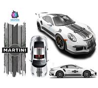 Scratché Martini Racing Stripes B & W Porsche Carrera Boxster Adesivi Set