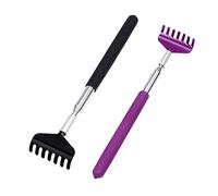 Scratcher posteriore estensibile portatile, OWUDE Scratcher telescopico Bear Claw Metal Massager manuale Strumento Confezione da 2 (nero + viola) (STYLE 3)
