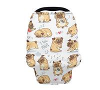 SCRAWLGOD Carino cartone animato carlino seggiolino auto coperture per bambini multiuso infermieristica copertura per allattamento al seno, baby shower regali per ragazzi ragazze