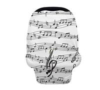 SCRAWLGOD Copertina per seggiolini auto con stampa note musicali per allattamento al seno per seggiolino auto multiuso copertura a baldacchino, passeggino per bambini e ragazze