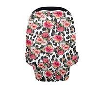 SCRAWLGOD Copertura di seggiolino per auto per bambini con stampa floreale mucca per bambine multiuso per seggiolino auto tettoia copertura per infermieristica tettoia per bambini allattamento al seno