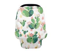SCRAWLGOD Copertura elastica per seggiolino auto per bambini con stampa cactus per ragazze ragazzi infantile multiuso per seggiolino auto copertura per infermieristica tettoia per neonati