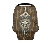 SCRAWLGOD Copertura infermieristica per neonati per l'allattamento al seno Vintage etnica tribale azteca Navajo stampa traspirante elastico sciarpa infermieristica tettoia per ragazze copripasseggino