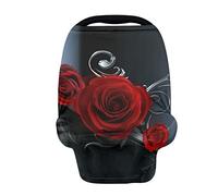 SCRAWLGOD Coprisedile per auto con stampa rosa gotica elastica per bambini per ragazze multiuso per seggiolino auto copertura per infermieristica tettoia per bambini allattamento al seno