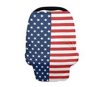 SCRAWLGOD Coprisedili per auto con stampa bandiera americana per neonati elastico morbido copertura infermieristica multiuso per seggiolino auto baldacchino per neonati ragazzi ragazze