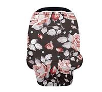 SCRAWLGOD Vintage Stampa Floreale Copertura Seggiolino Auto per Neonate Ragazzi Marsupio Elastico Seggiolino Auto Copertura Multiuso Infermieristica per L'allattamento al seno Doccia