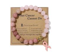 SCRDPRAD Braccialetto con pietra naturale per il cancro al seno, con scritta in lingua inglese "What Cancer Cannot Do", per donne e ragazze, nastro per la consapevolezza del cancro, realizzato a mano,