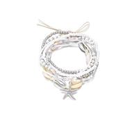 SCRDPRAD Braccialetto da donna con perline di conchiglie e stelle marine, realizzato a mano, colorato, estivo, spiaggia, impilabile, per vacanze alle Hawaii, Middle, Non pietra preziosa