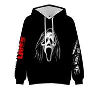 Scream 7 Ghost Face felpa con cappuccio horror film horror felpa unisex a maniche lunghe streetwear per fan, Nero-1, M