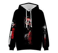 Scream 7 Ghost Face felpa con cappuccio horror film horror felpa unisex a maniche lunghe streetwear per fan, Nero-3, XXL