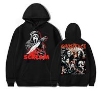 Scream 7 Ghostface Felpa con cappuccio Horror Movie Merch, unisex, per Halloween, personaggio spaventoso, streetwear, Nero , XS