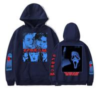 Scream 7 Ghostface Horror Movie Felpa con cappuccio unisex spaventosa pullover felpa con cappuccio Slasher Halloween Graphic, Marina Militare, S