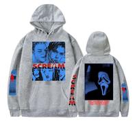 Scream 7 Ghostface Horror Movie Felpa con cappuccio unisex spaventosa pullover felpa con cappuccio Slasher Halloween Graphic, Grigio, XS