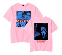 Scream 7 Ghostface Horror Movie T-Shirt - Unisex Scary Graphic Tee, Halloween Slasher Fan Shirt per Uomo e Donna, rosa, 4XL