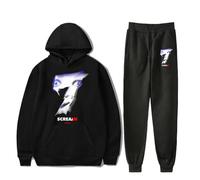 Scream 7 Movie Ghostface Horror felpa con cappuccio unisex spaventoso pullover felpa pantaloni set slasher Halloween tuta, Nero , 3XL