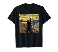 Scream Cat Parody Funny Black Cat Meme per Cat Mom Cat Lover Maglietta