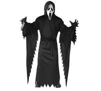 Scream Costume, Ghostface Costume, Terrifier Ghost Face Set con Maschera Scream Ghostface, Veste Nera, Cintura, Guanti e Coltello Finto, per Halloween, Carnevale, Feste in Maschera, Horror party (S)