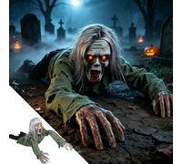 Scream Crawling Zombie Animatronic Halloween with Voice Control (#A) | 2 Startup Modes Terrifying, Screams and Glowing Red Eyes, Realistic Facial & Hand Sculpting, for Gatherings, Haunted House