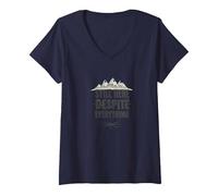 Scream Queen: Gli orrori persistono, ma Lo Faccio Anche io Maglietta con Collo a V, Donna, Navy, M