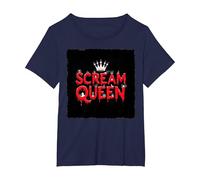 Scream Queen: spettrale regalità di Halloween per i Fan dell'orrore Maglietta, Donna Plus-Size, Navy, 6X