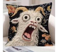 Screaming Goatss Pillow Cover,18 * 18 Inch Square Decorative Goatss Throw Pillow Case,Soft Funny Animal Print Cushion Cover for Sofa Living Room Bedroom Dorm Decor without Pillow Insert (Yellow)